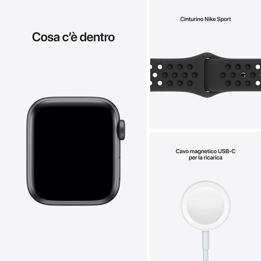 "APPLE - Watch NIKE SE GPS 40mm Alluminio-Cinturino Sport Antracite/Nero"