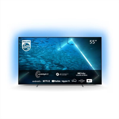 PHILIPS - Ambilight Smart TV OLED UHD 4K 55" 55OLED707/12-Silver