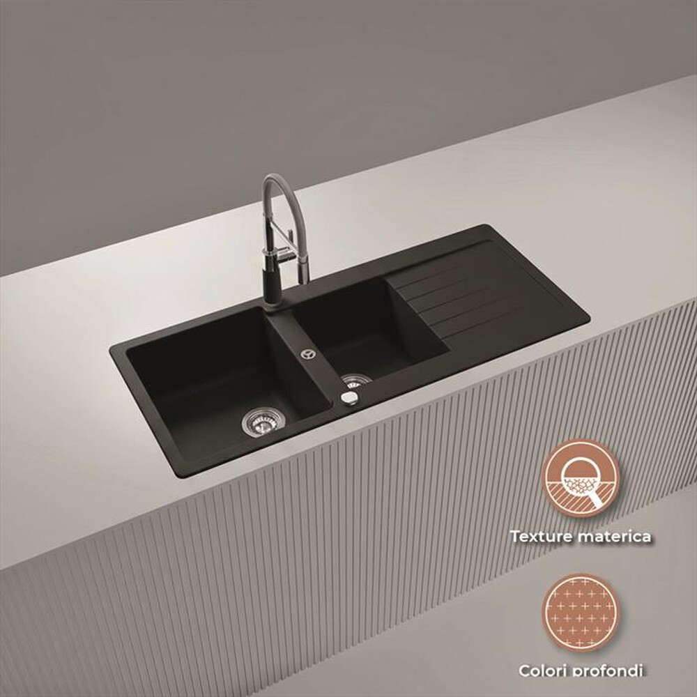 Immagine del prodotto GLEM GAS - Lavello 2 vasche GLU162BK-Nero Opaco