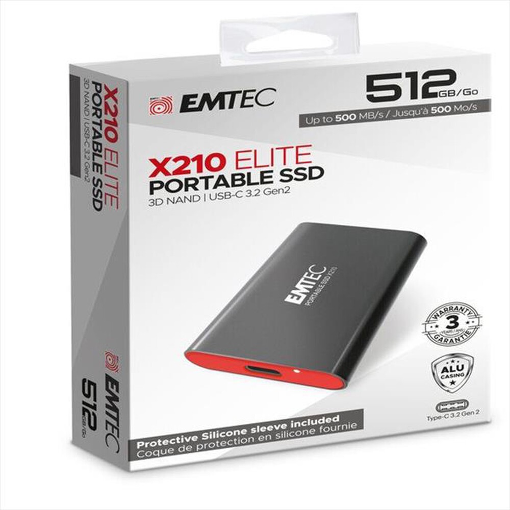 "EMTEC - Hard disk esterno ECSSD512GX210-Nero/Rosso"