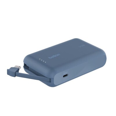 BELKIN - POWERBANK 10K CON CAVO INTEGRATO-Blu,  BELKIN - POWERBANK 10K CON CAVO INTEGRATO-Blu