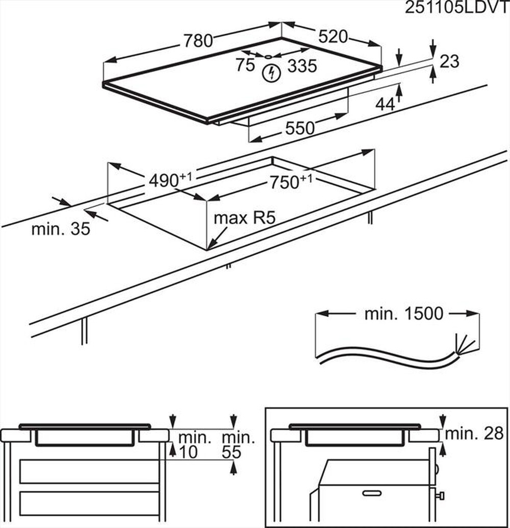 Immagine del prodotto ELECTROLUX - Piano cottura elettrico EIV83443CT 78cm-Nero opaco