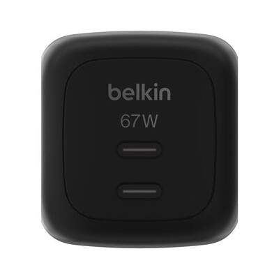 BELKIN - Doppio caricabatteria da parete GAN USB-C da 67 W-Nero