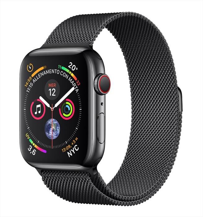 APPLE - Apple Watch Series 4 Cel 40mm Acciaio Space Grey - Cinturino maglia  milanese nero | Euronics