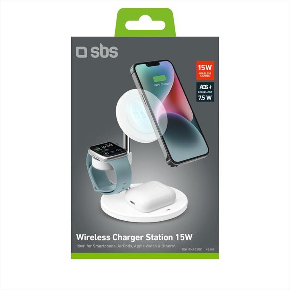 "SBS - Vertical wireless base Magsafe TEWIRMAG3IN1-Bianco"