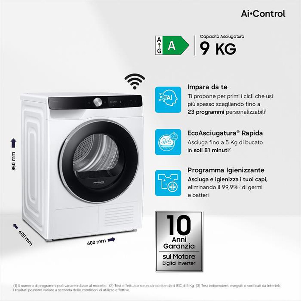 Immagine del prodotto SAMSUNG - Asciugatrice DV90DG6845LKU3 9Kg Classe A-Bianco