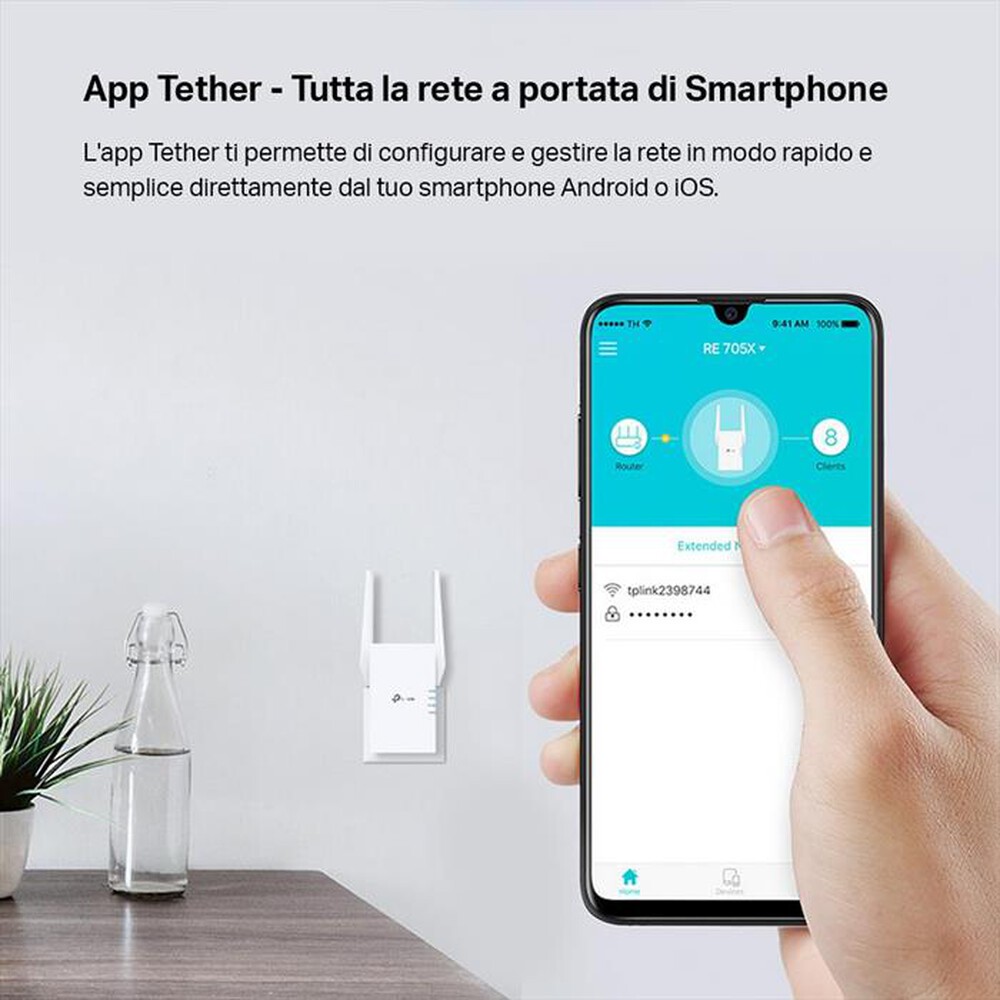 "TP-LINK - RANGE EXTERNDER AX3000 MESH WIFI 6 EXTENDER-bianco"