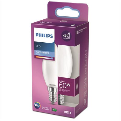 PHILIPS - LED CANDELA VETRO 60W E14 6500K NON DIM-White