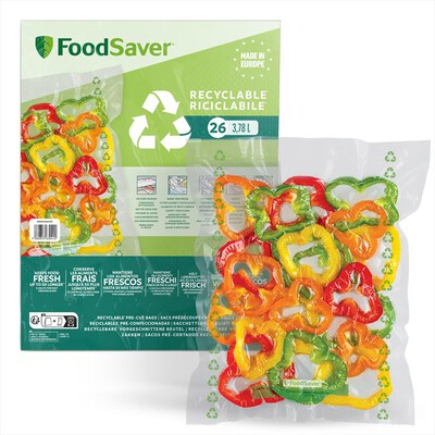 FOODSAVER - 26 SACCHETTI RICICLABILI 3,87 LT &ndash; 28X36 CM-TRASPARENTE