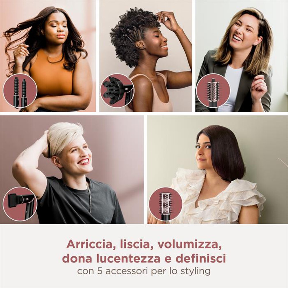 "SHARK - STYLER ASCIUGACAPELLI SHARK FLEXSTYLE COMPLETE SET-Nero e Rosa Gold"