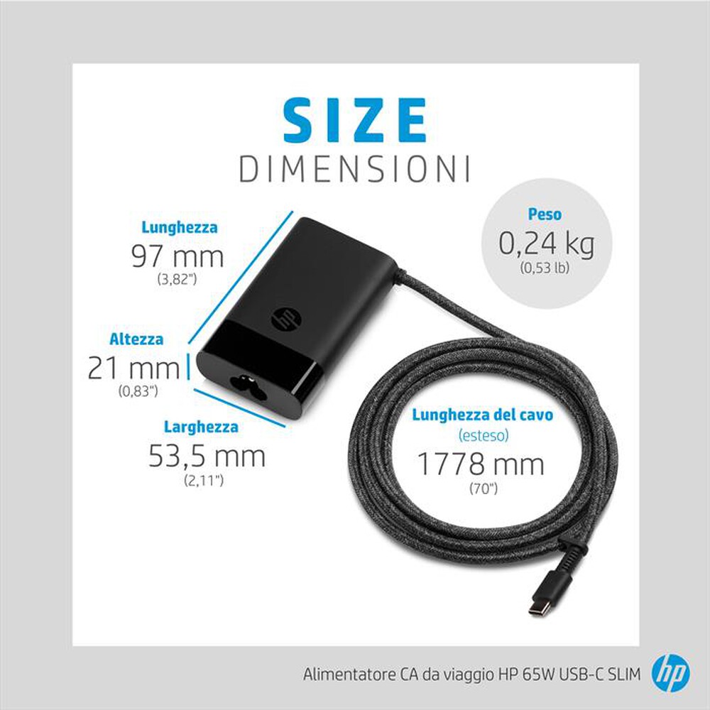 "HP - HP 65W USB-C SLIM-Nero"