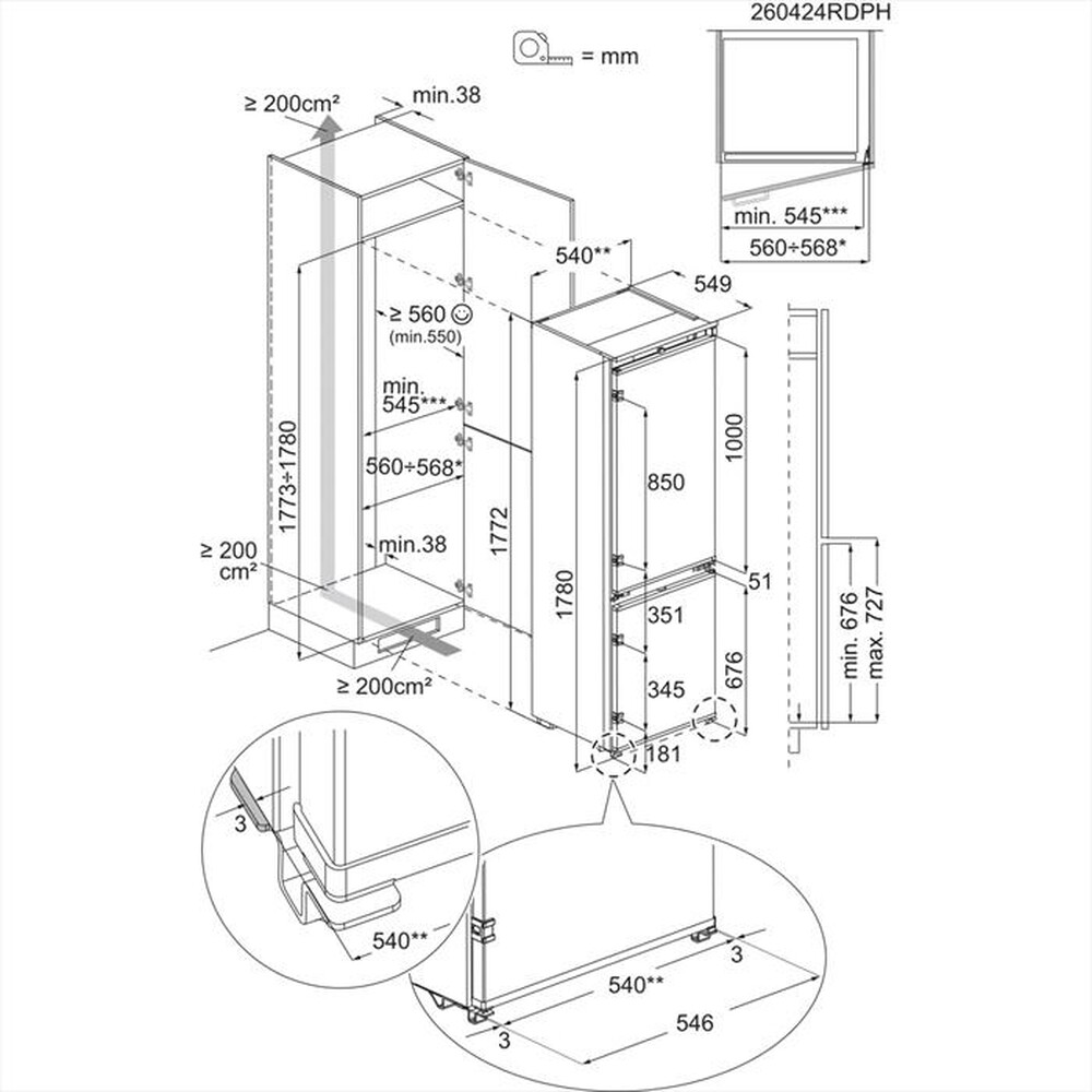 Immagine del prodotto AEG - Frigorifero combinato TC9MS181BS  Classe B 250lt-Bianco