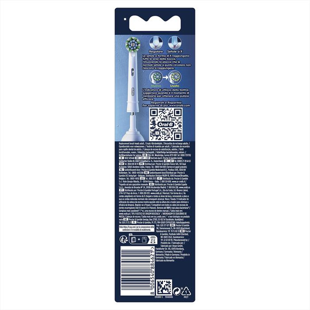 "ORAL-B - TESTINE DI RICAMBIO PRO CROSS ACTION-Bianco"