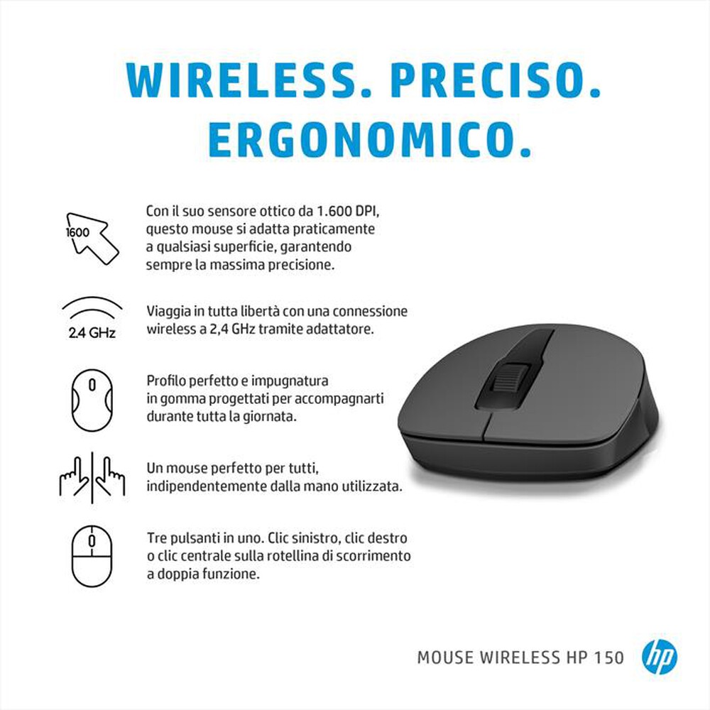 Immagine del prodotto HP - 150 MOUSE WIRELESS-Nero