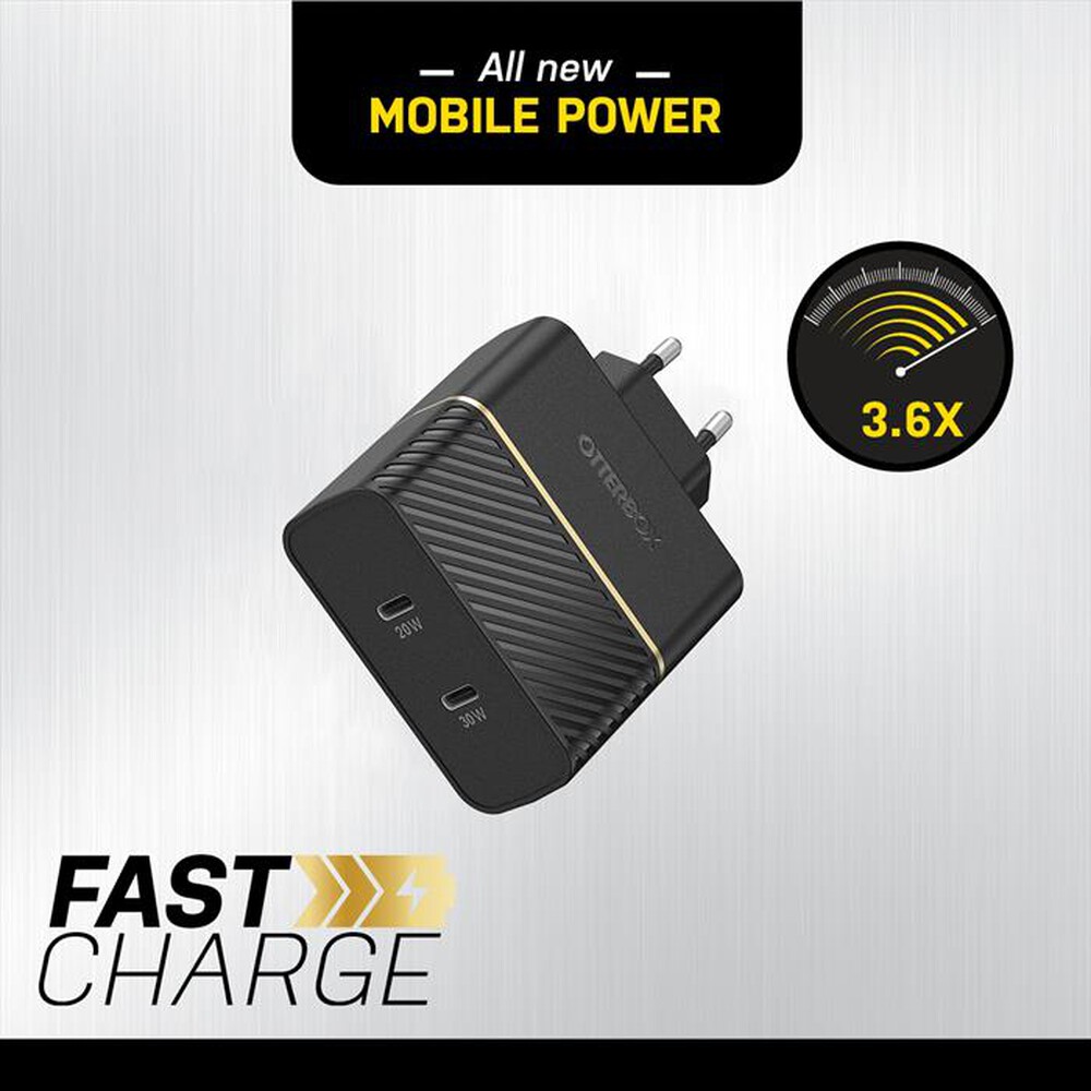 "OTTERBOX - CARICATORE DA MURO 50W - 1X USB-C 30W + 1X USB-C 2-nero"