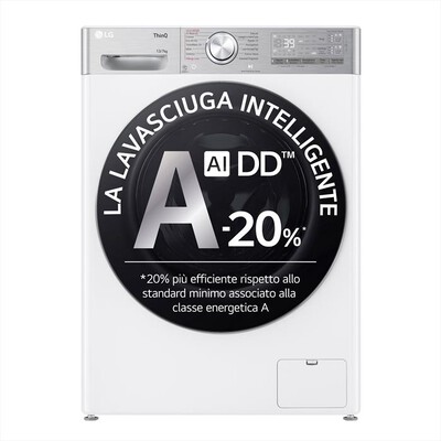 LG - Lavasciuga D4R9513TPWC 13/7 Kg Classe A-Argento, Bianco