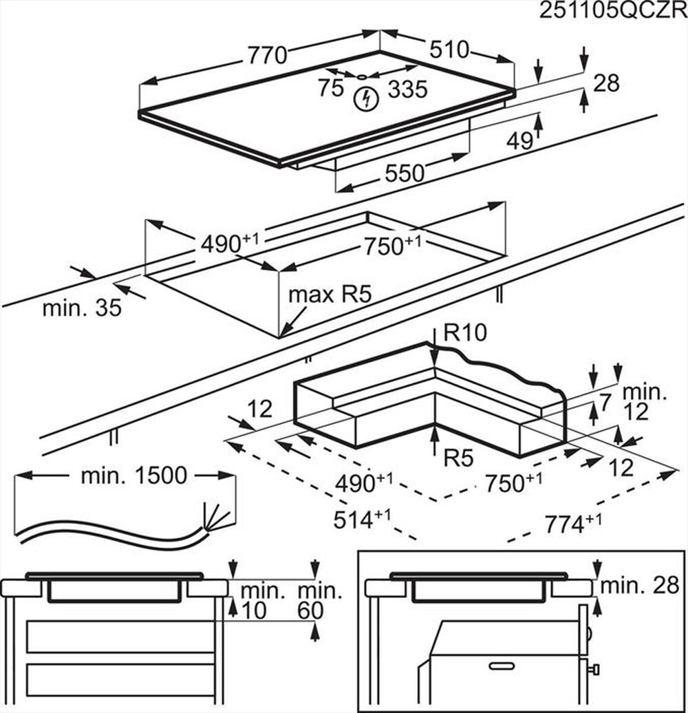 Immagine del prodotto AEG - Piano cottura elettrico TI84IB30IZ 77 cm-Nero