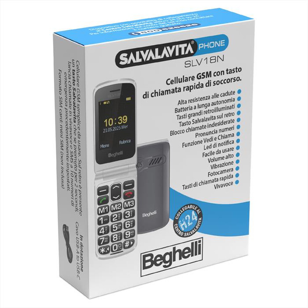 Immagine del prodotto BEGHELLI - Salvalavita Phone SLV18 ECODESIGN 9138N-grigio