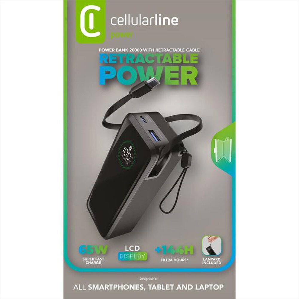 Immagine del prodotto CELLULARLINE - POWER BANK ROLLER 20000-Nero