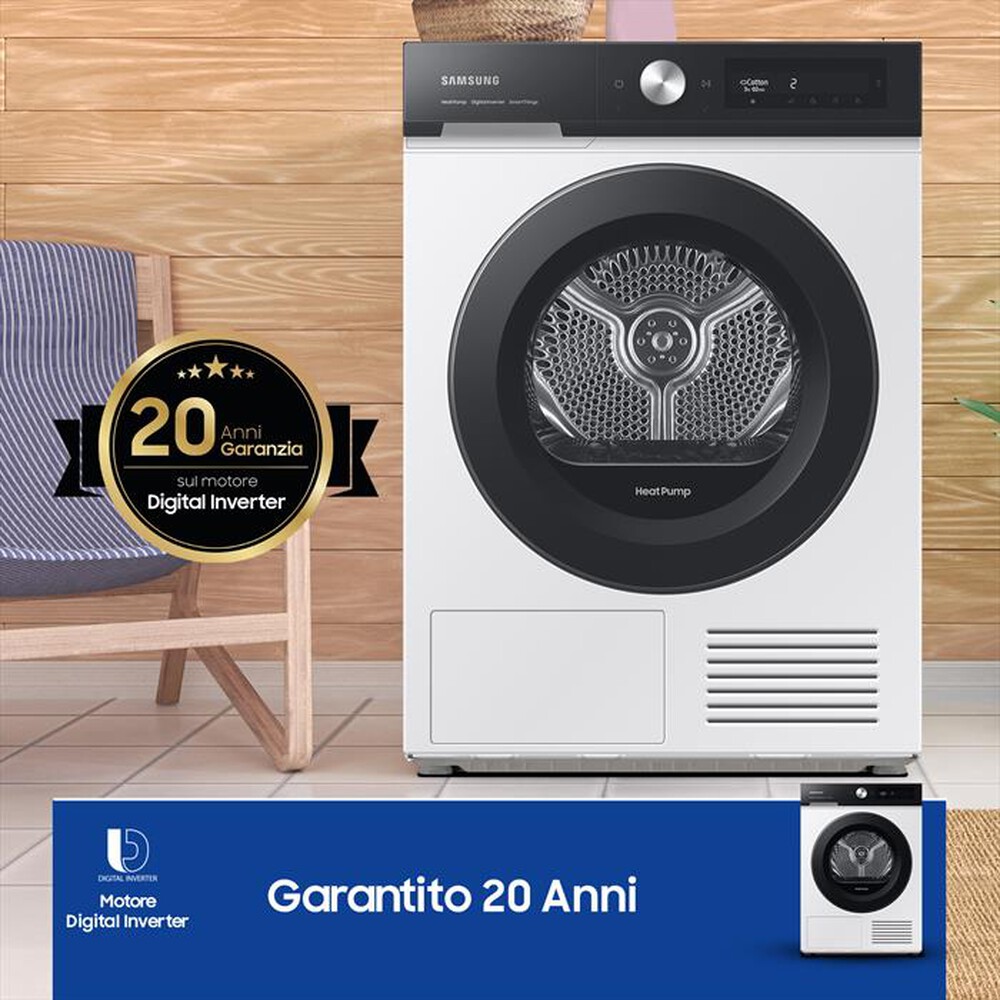 "SAMSUNG - Asciugatrice DV90BB5245AES3 9 Kg Classe A+++-bianco oblò black"