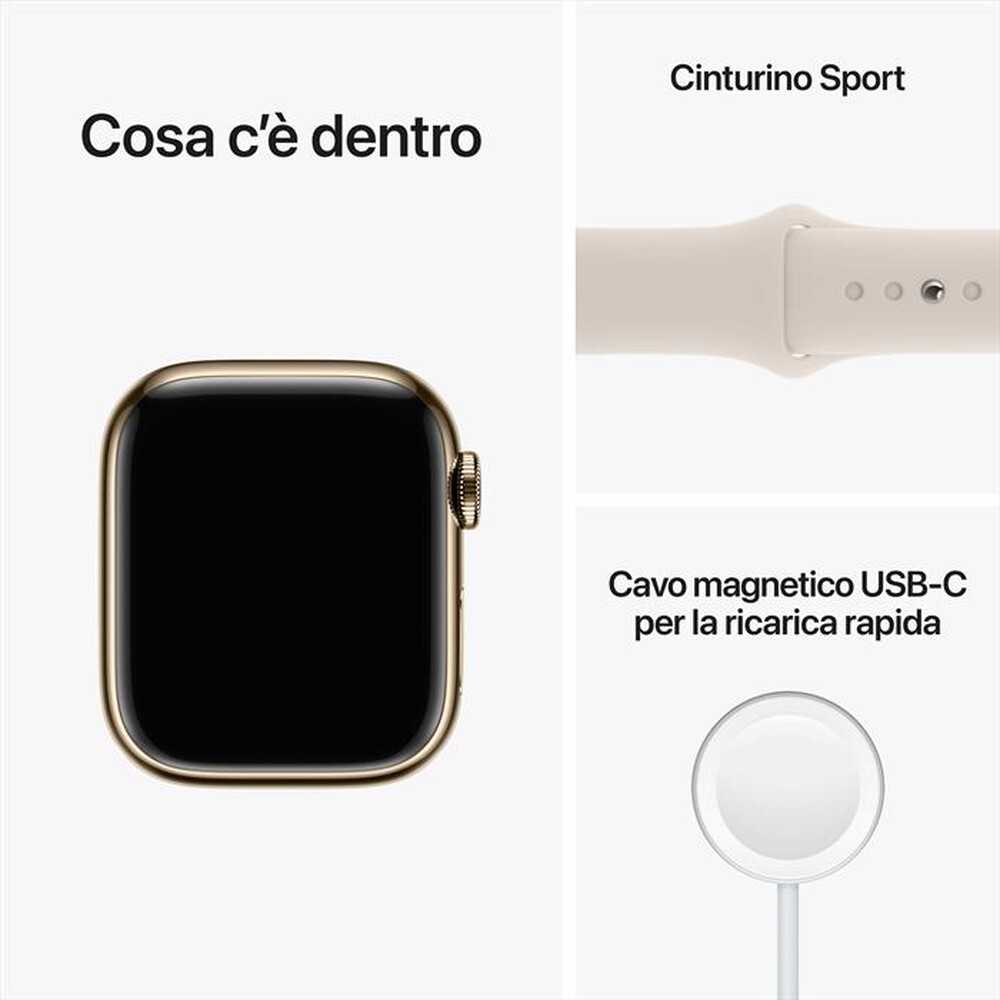 "APPLE - Watch Series 8 GPS + Cellular 41mm Acciaio-Oro - Galassia"