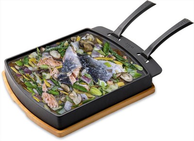 WITT - PADELLA DUE LATI CON BASE IN LEGNO-Black