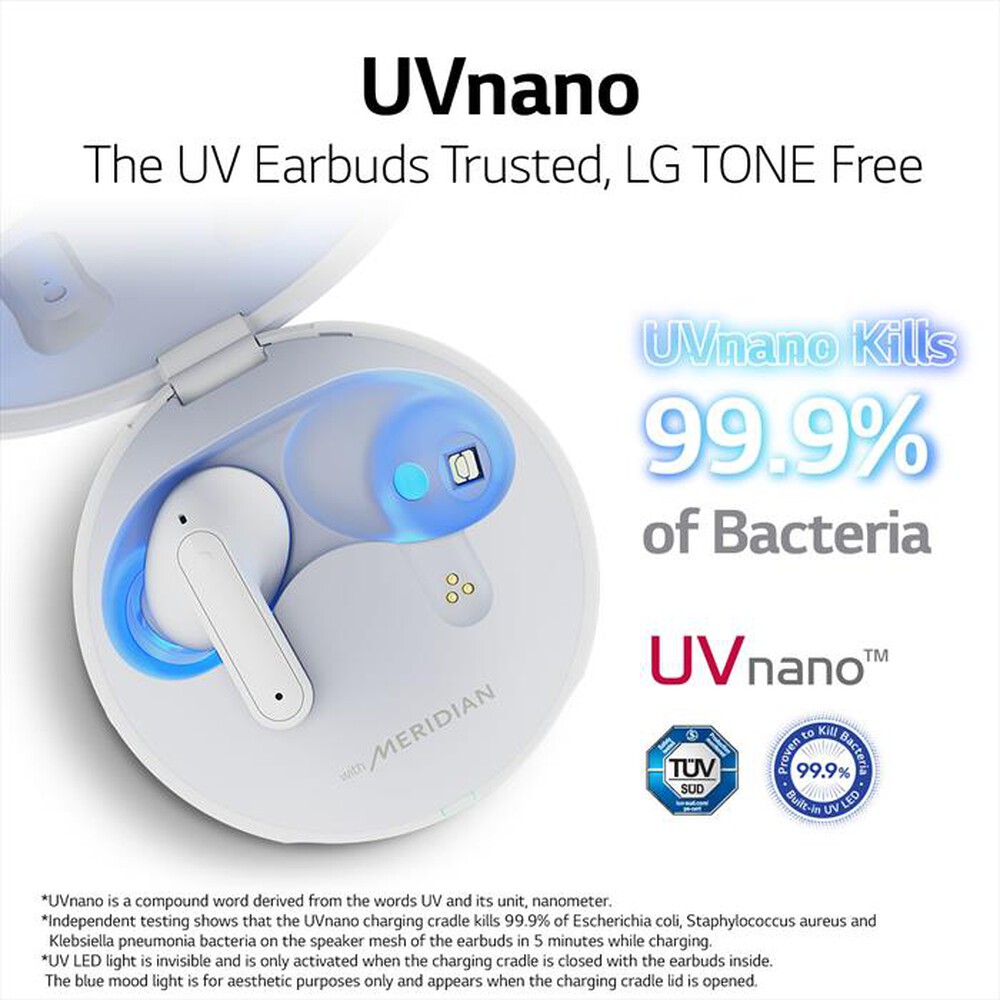 "LG - TONE FREE FP9 - CUFFIE TRUE WIRELESS BLUETOOTH-Bianco - Pearl White"