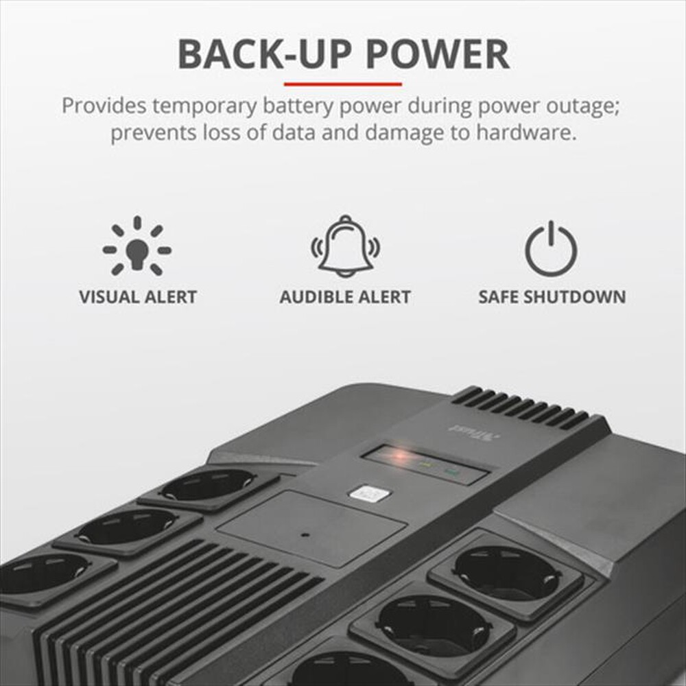 "TRUST - MAXXON POWERSTRIP UPS 800VA - Black"