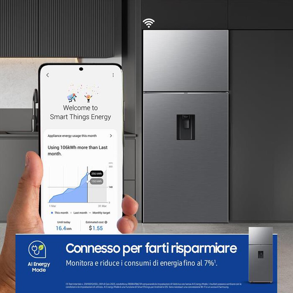 "SAMSUNG - Frigorifero 2 porte RT53DG7B14S9EF Classe E 528 lt-Metal Inox"