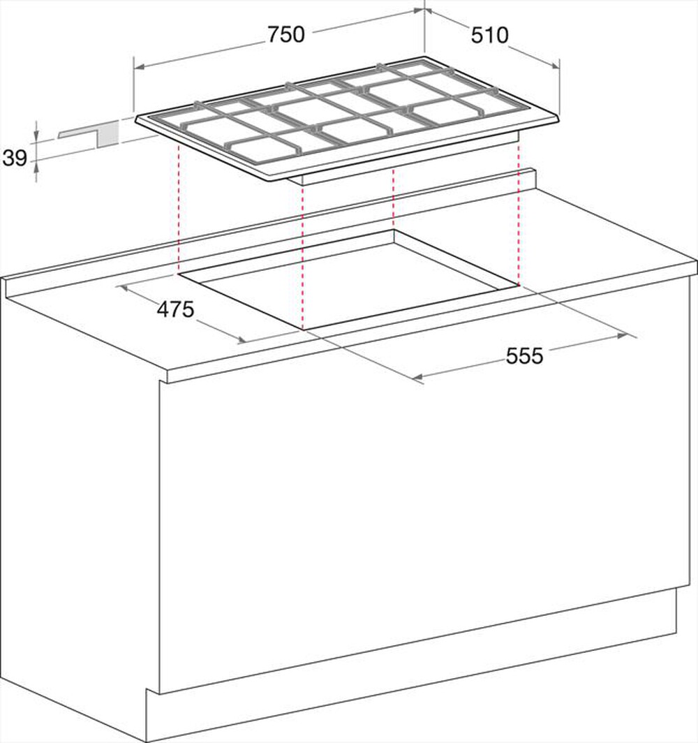 "HOTPOINT ARISTON - Piano cottura a gas PCN 751 T/IX/HA 75cm-Inox"