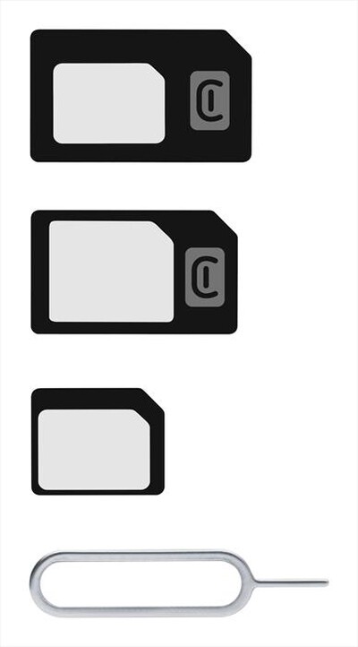 CELLULARLINE - Kit Adattatori Sim-Nero