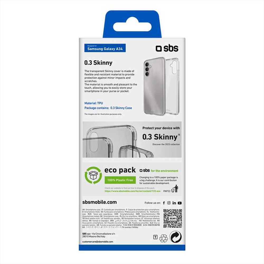 "SBS - Cover skinny TESKINSAA34T per Samsung A34-Trasparente"