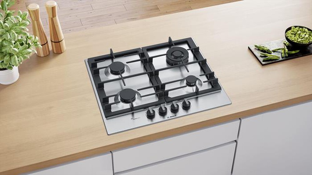 "BOSCH - Piano cottura a gas PCH6A5B90 4 fuochi 58,2cm-Acciaio inox"