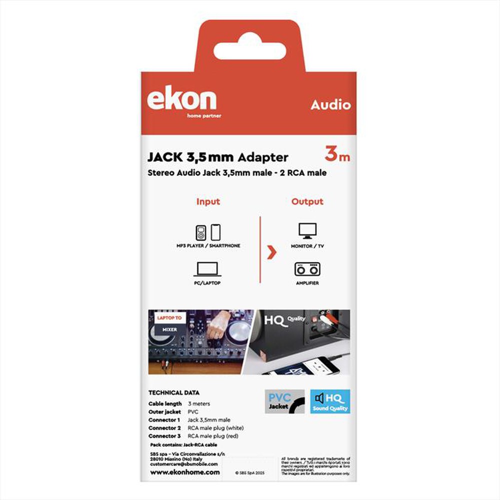 Immagine del prodotto SBS - ECAJACK2RCA30MMK