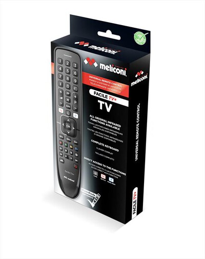 MELICONI - Telecomando universale GUMBODY FACILE TV+-Corpo in gomma, plastica nera