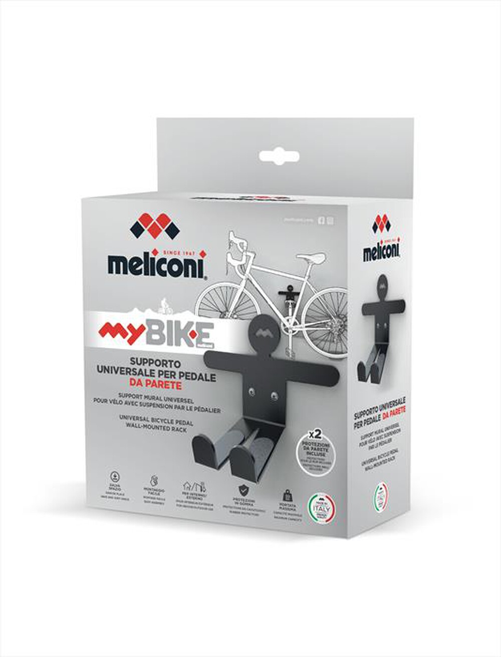 "MELICONI - OMINO GANCIO PEDALE BICI-Acciaio di colore nero con pro"