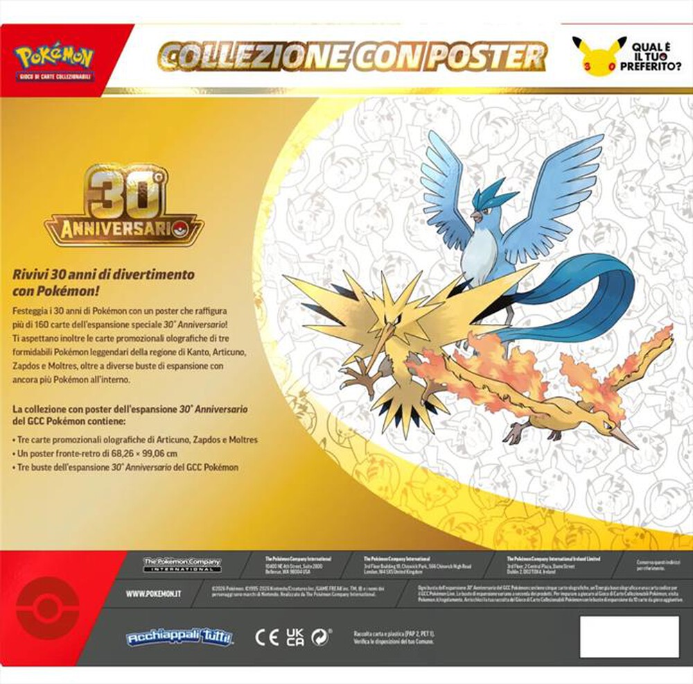 Immagine del prodotto POKEMON - 30mo anniversario Poster + 3 Carte Olo + 3 Buste-Multicolore