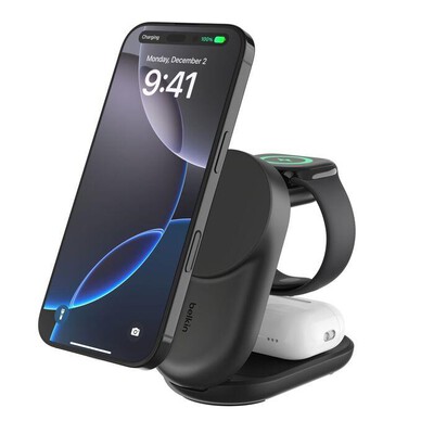 BELKIN - CARICABATTERIA WL MAGNETICO PIEGH 3IN1 QI2 25W-Nero