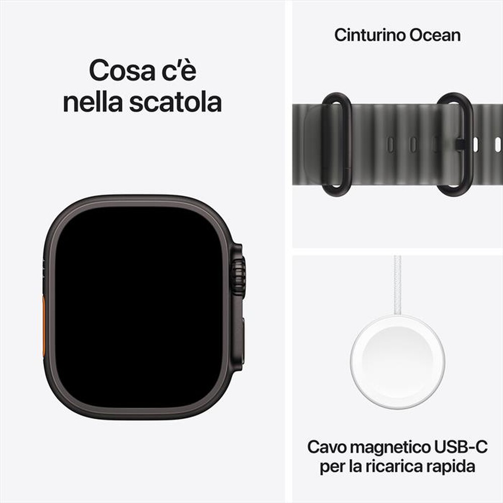 Immagine del prodotto APPLE - Watch Ultra 4 GPS + Cellular 49mm Titanio-Ocean Band Nero traslucido