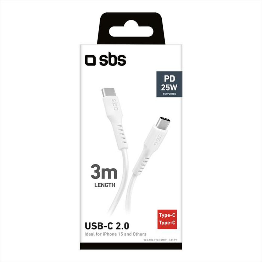 Immagine del prodotto SBS - Cavo Type C-C USB TECABLETCC3MW-Bianco