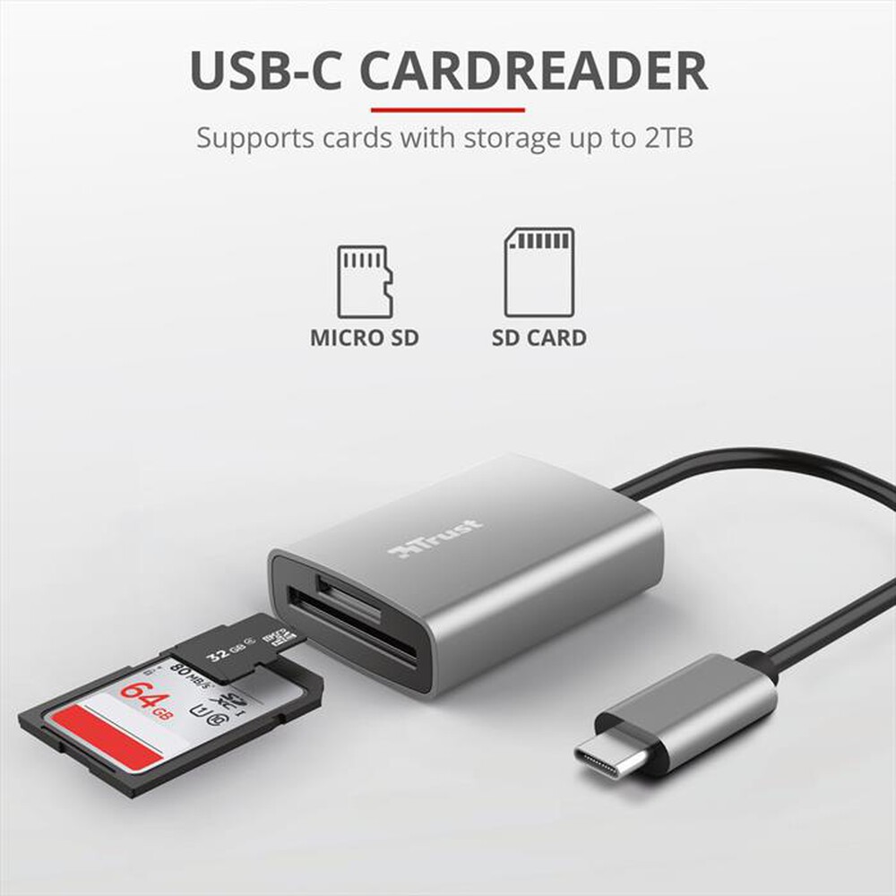 "TRUST - DALYX FAST USB-C CARDREADER-Grey"