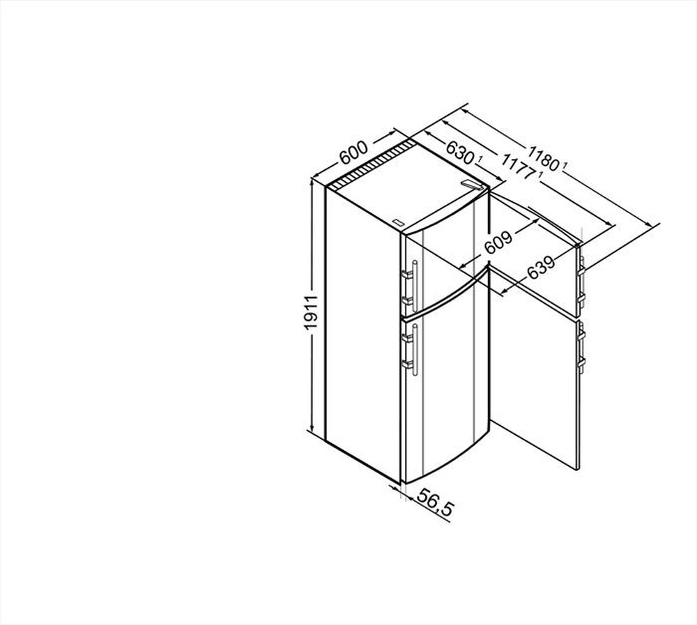 "LIEBHERR - Frigorifero 2 porte CTNESF 3663-22 Classe F 333lt-Acciaio"