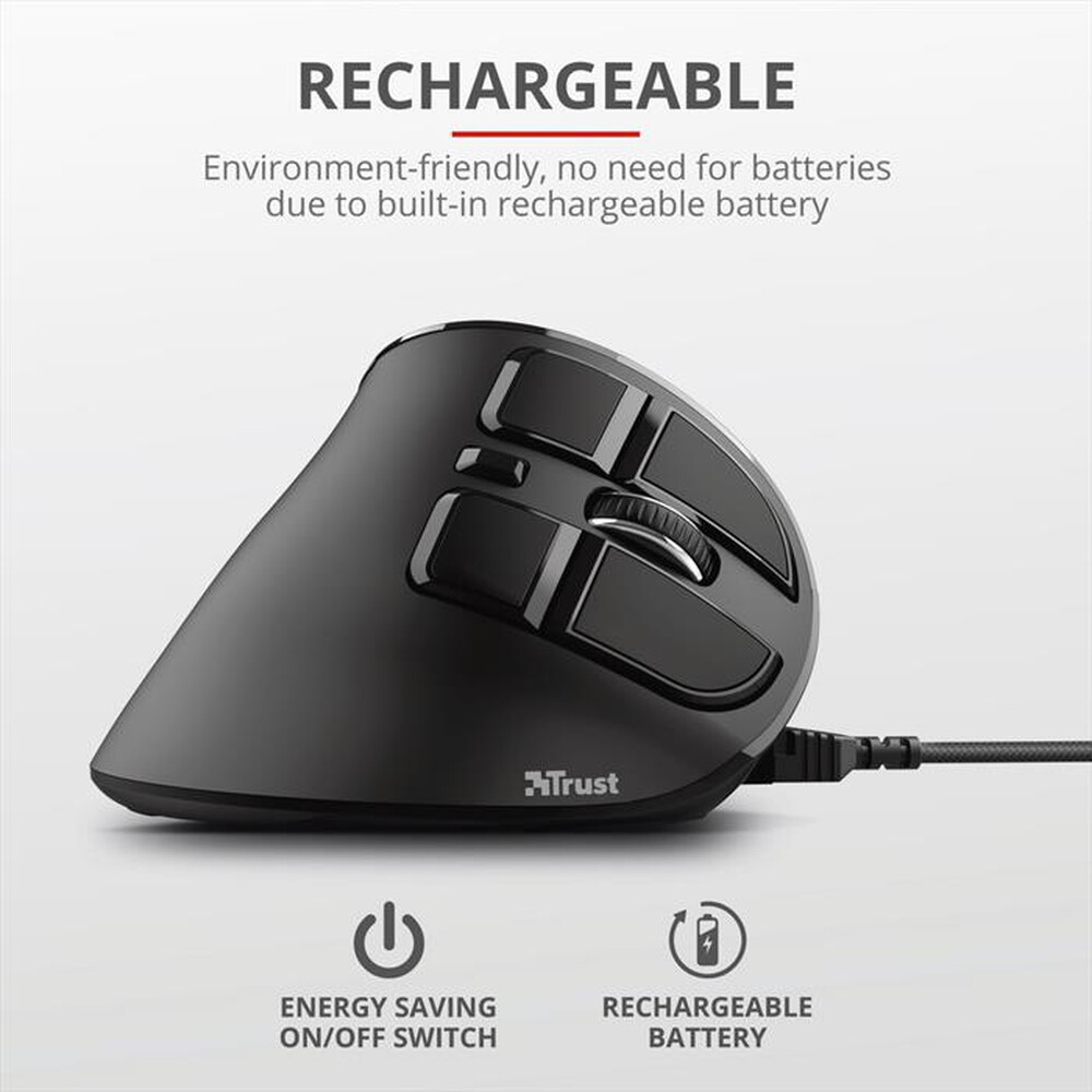 "TRUST - VOXX ERGONOMIC RECHARGEABLE MOUSE-Black"