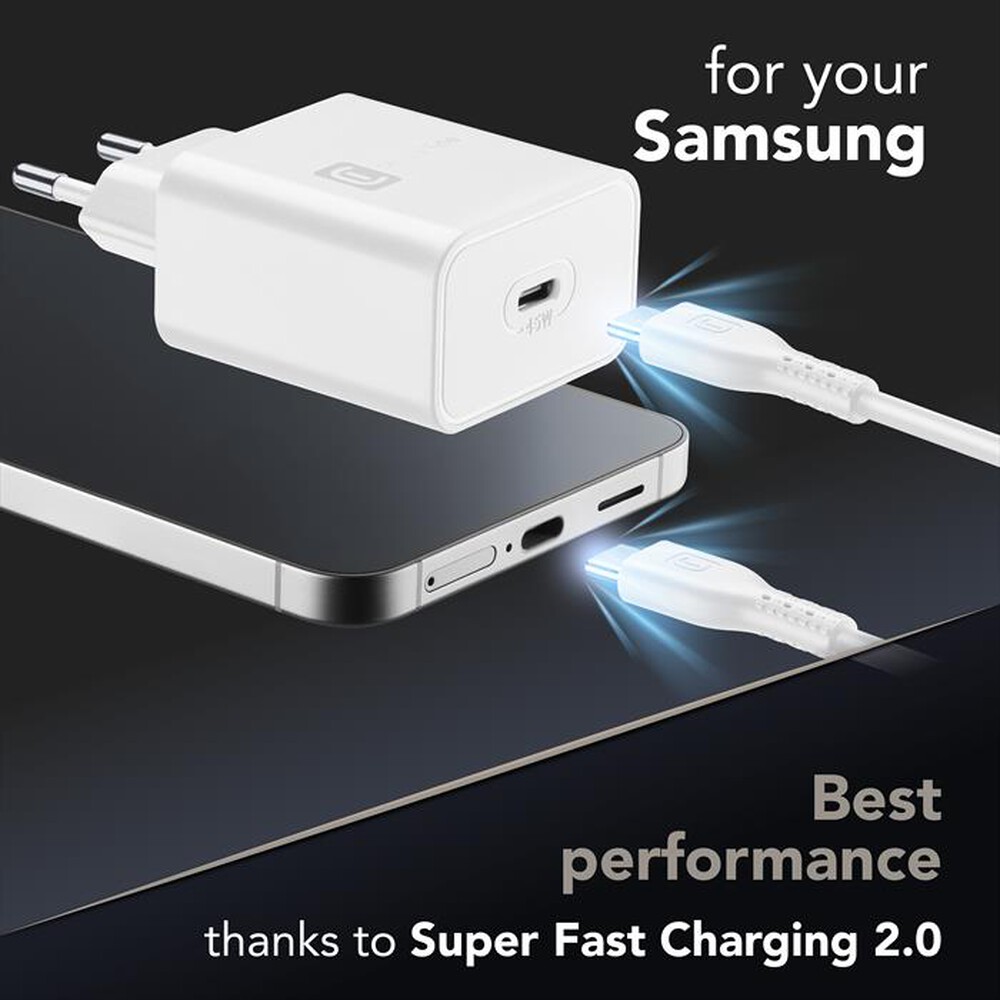 Immagine del prodotto CELLULARLINE - Kit caricabatterie rete USB-C 45W con cavo USB-C-Bianco