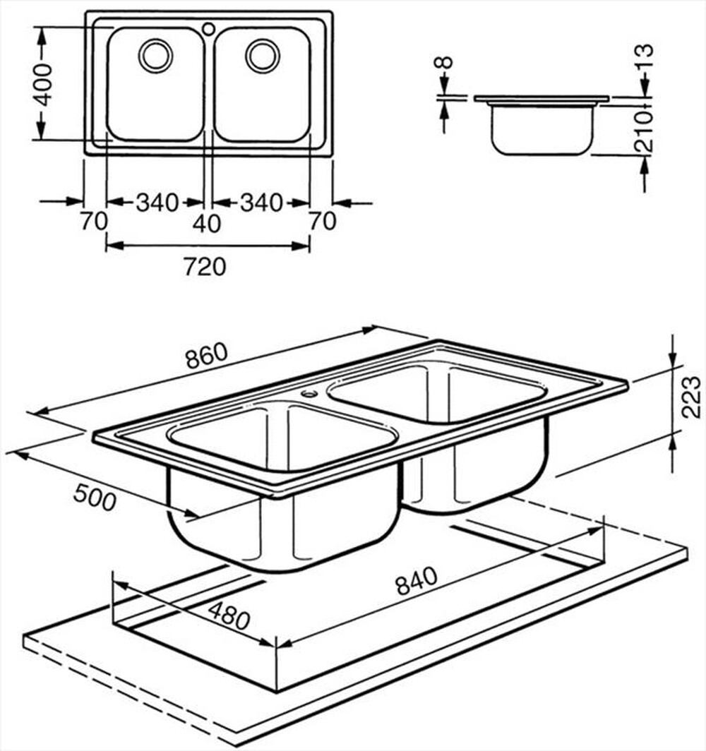 Immagine del prodotto SMEG - Lavello lineare SP862 2 vasche-Acciaio Inox