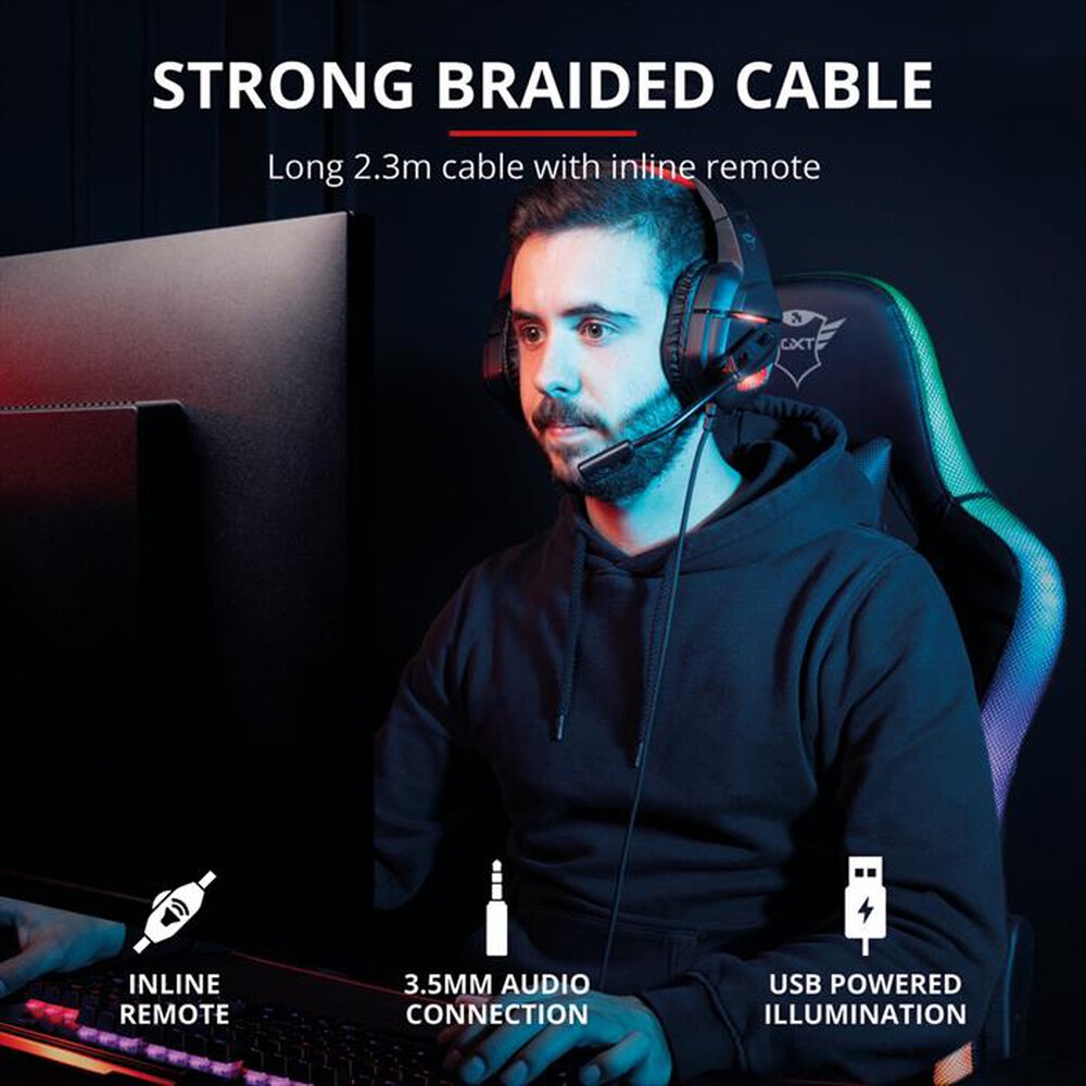 "TRUST - GXT448 NIXXO ILLUMINATED HEADSET-Black/Red"
