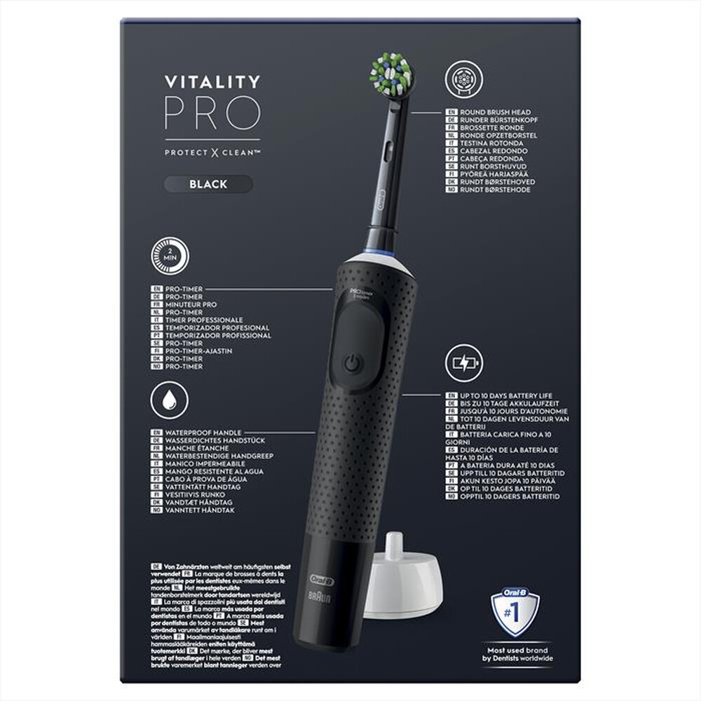"ORAL-B - Spazzolino elettrico ricaricabile VITALITY PRO BIA-Bianco e Nero"