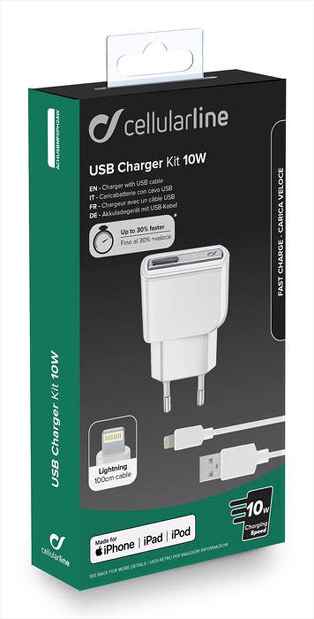 "CELLULARLINE - USB Charger Kit Ultra Apple-Bianco"