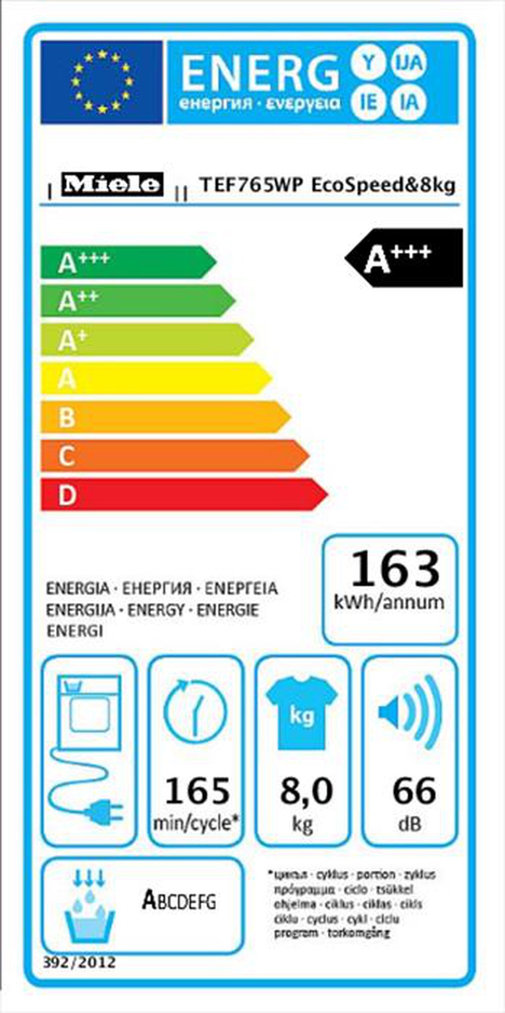 "MIELE - Asciugatrice TEF 765 WP ECOSPEED - 8 Kg - A+++"