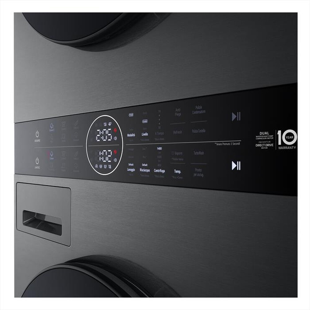 "LG - Lavasciuga WASHTOWER WT1210BBF 12/10 Kg Classe A-Platinum Black"